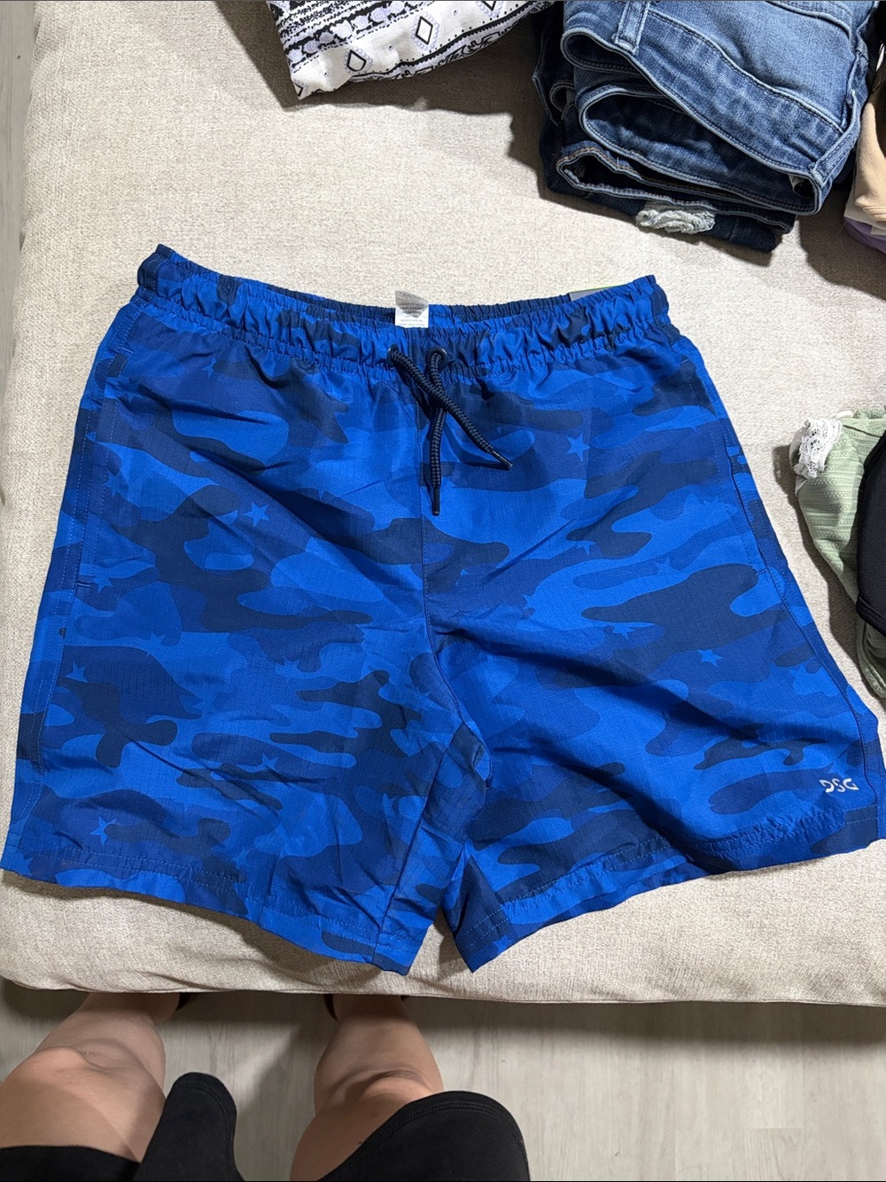 DSG Royal Blue Camo Kids Shorts with Drawstring